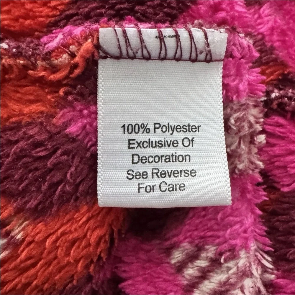 VERA BRADLEY Robe Small/Medium Red Pink Geo Print Short Plush Hooded Pockets EUC